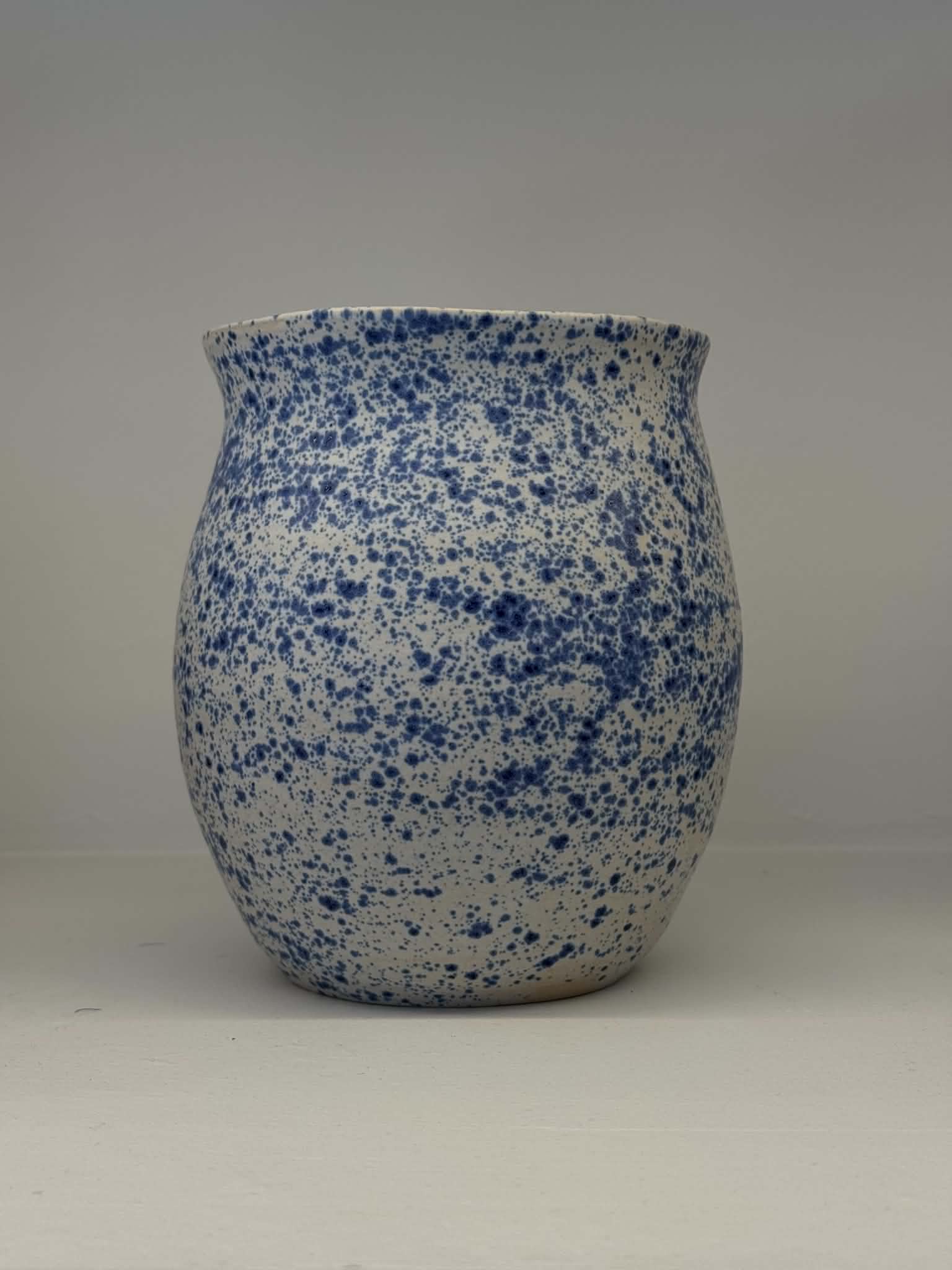 Blue Speckled Rounded Vase